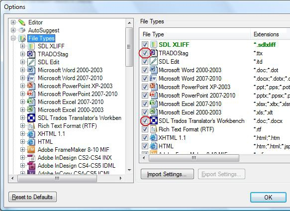 trados 2007 to trados studio 2011 file types